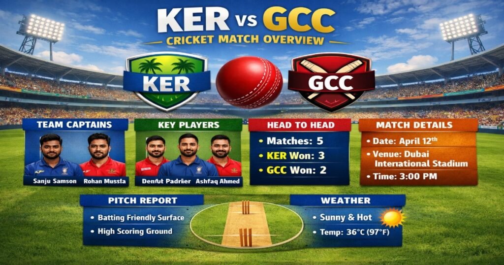 KER vs GCC Cricket Match Overview – Date, Time & Venue